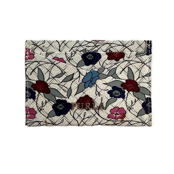 Furla Handbags - [NWOT] Furla White Floral Leather Card Holder
